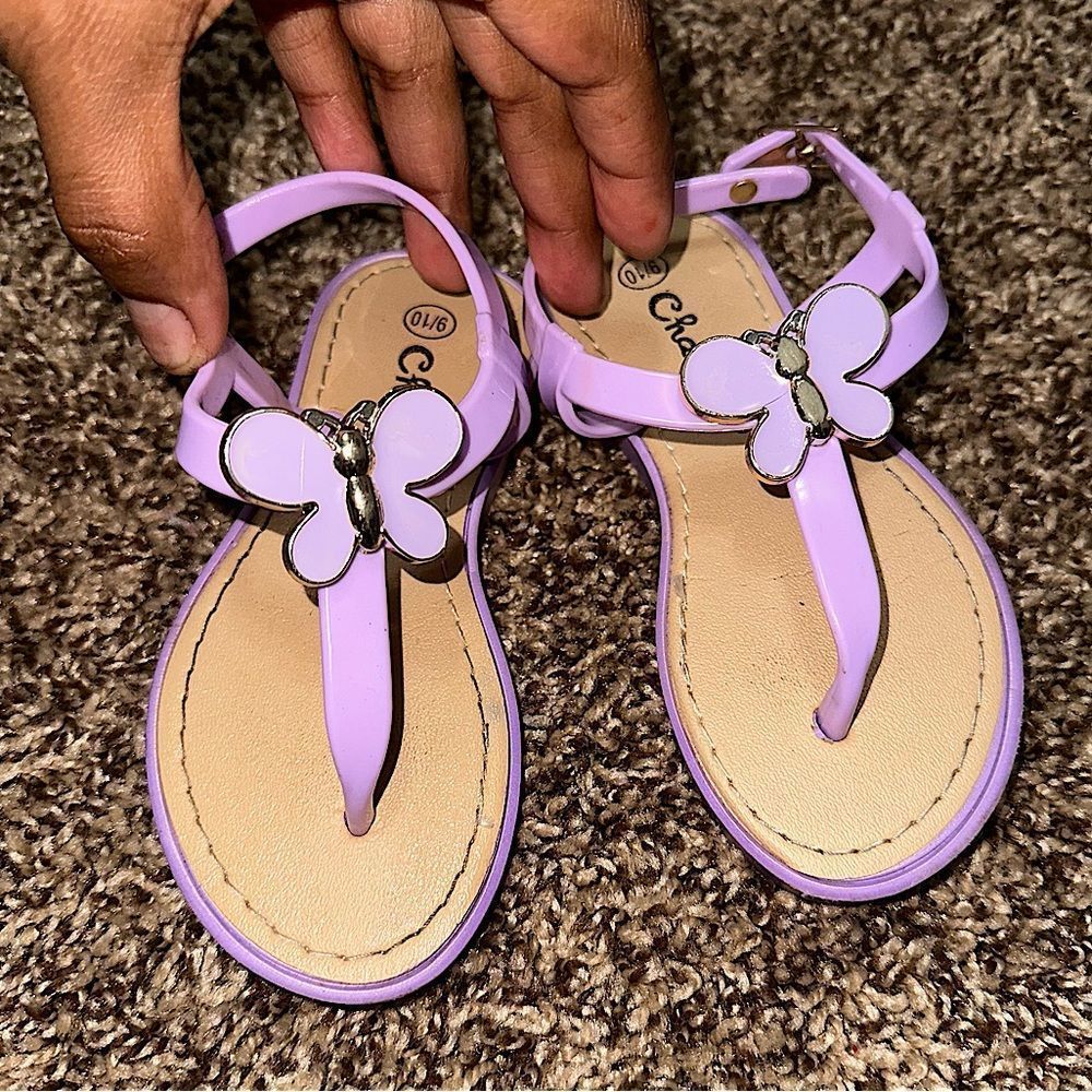 Chatties Girls Butterfly Thong Sandals Light Purple Lilac Size 9/10